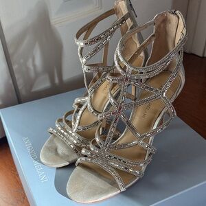 ANTONIO MELANI Glittering Silver Strappy Heels